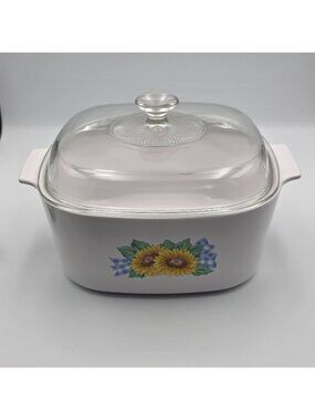 CorningWare Sunflower A-5-B 5 Liter Casserole Dish w/ Lid Large USA